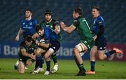 2 January 2021; Luke McGrath of Leinster is tackled by Shane Delahunt and Eoghan Masterson of Connacht  during the Guinness PRO14 match between Leinster and Connacht at the RDS Arena in Dublin. Photo by Brendan Moran/Sportsfile