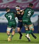 2 January 2021; Michael Bent of Leinster is tackled by Conor Oliver and Quinn Roux of Connacht during the Guinness PRO14 match between Leinster and Connacht at the RDS Arena in Dublin. Photo by Brendan Moran/Sportsfile