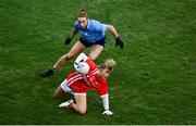 20 December 2020; Eimear Kiely of Cork in action against Lauren Magee of Dublin during the TG4 All-Ireland Senior Ladies Football Championship Final match between Cork and Dublin at Croke Park in Dublin. Photo by Sam Barnes/Sportsfile