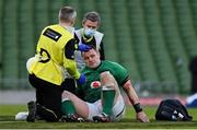 14 February 2021; Cian Healy of Ireland is treated for a blood injury after an accidental clash of heads with team-mate Iain Henderson during the Guinness Six Nations Rugby Championship match between Ireland and France at the Aviva Stadium in Dublin. Photo by Brendan Moran/Sportsfile