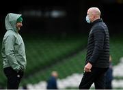 14 February 2021; Ireland assistant coach Mike Catt, left, and forwards coach Paul O'Connell prior to the Guinness Six Nations Rugby Championship match between Ireland and France at the Aviva Stadium in Dublin. Photo by Ramsey Cardy/Sportsfile