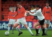 27 April 1997; Dave Campbell of Shelbourne in action against Joe Gallen of Dundalk during the Bord Gáis National League Premier Division match between Shelbourne and Dundalk at Tolka Park in Dublin. Photo by David Maher/Sportsfile