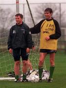 27 April 1997; David Connolly, left, and Gary Breen during a Republic of Ireland training session at AUL Complex in Clonshaugh, Dublin. Photo by David Maher/Sportsfile