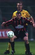 4 April 1997; Derek Swan of Bohemians holds off Paul Curran of Derry City during the FAI Cup Semi-Final match between Bohemians and Derry City at Dalymount Park in Dublin. Photo by David Maher/Sportsfile