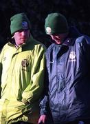 15 November 1998; Jeff Kenna, left, and Steve Staunton during a Republic of Ireland training session at Tolka Rovers FC, Frank Cooke Park in Dublin. Photo by David Maher/Sportsfile