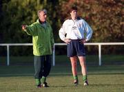 15 November 1998; Republic of Ireland manager Mick McCarthy, left, and Niall Quinn during a Republic of Ireland training session at Tolka Rovers FC, Frank Cooke Park in Dublin. Photo by Aoife Rice/Sportsfile