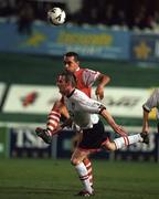 20 November 1998; Paul Osam of St Patrick's Athletic in action against Paul Hegarty of Derry City during the Harp Lager National League Premier Division match between St Patrick's Athletic v Derry City at Richmond Park in Dublin. Photo by David Maher/Sportsfile