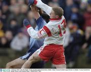 1 February 2004; Colm McCullagh, Tyrone, in action against David Henry, Dublin. Allianz National Football League Division 1A, Dublin v Tyrone, Parnell Park, Dublin. Picture credit; Damien Eagers / SPORTSFILE *EDI*