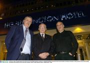 2 February 2004; In Dublin ahead of the 2006 World Cup qualigying games meeting are: Ibrahim Menahem, Chairman of the Israel Football Association, H Zimmer, Chief Executive of the Israel Football Association and Abraham Grant, Israel team manager. Picture credit; Brendan Moran / SPORTSFILE *EDI*