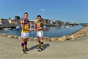 8 July 2013; Wexford captain Lee Chin, left, and Kilkenny captain Brian Kennedy were in Wexford Town Quay today ahead of the Bord Gáis Energy Leinster Hurling U-21 Final at Wexford Park, Wexford, on Wednesday evening at 7.30pm. The match will also be shown live on TG4 with fans able to vote for their man of the match using the #LaochBGE hashtag on Twitter. Bord Gáis Energy Leinster GAA Hurling U-21 Leinster Final Photocall, Wexford Park, Wexford. Picture credit: Barry Cregg / SPORTSFILE