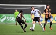 26 February 2021; Rob Cornwall of Bohemians in action against Val Adedokun, left, and Sam Stanton of Dundalk during the pre-season friendly match between Dundalk and Bohemians at Oriel Park in Dundalk, Louth. Photo by Seb Daly/Sportsfile