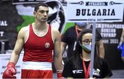 26 February 2021; Petar Belberov of Bulgaria makes his way to the ring for his men's Super heavyweight +91kg semi-final bout against Tsotne Rogava of Ukraine at the AIBA Strandja Memorial Boxing Tournament in Sofia, Bulgaria. Photo by Alex Nicodim/Sportsfile