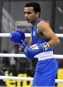 27 February 2021; Deepak Komar of India during his men's flyweight 52kg final bout at the AIBA Strandja Memorial Boxing Tournament in Sofia, Bulgaria. Photo by Alex Nicodim/Sportsfile