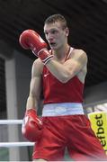 27 February 2021; Ilia Popov of Russia during his men's lightweight 63kg final bout at the AIBA Strandja Memorial Boxing Tournament in Sofia, Bulgaria. Photo by Alex Nicodim/Sportsfile