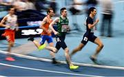 5 March 2021; Mark English of Ireland, centre, competes with Thijmen Kupers of Netherlands Pierre-Ambroise Bosse of France in the Men's 800m qualifying round during the second session on day one of the European Indoor Athletics Championships at Arena Torun in Torun, Poland. Photo by Sam Barnes/Sportsfile