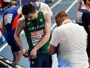 5 March 2021; Mark English of Ireland changes his lane number prior to his heat of the Men's 800m during the second session on day one of the European Indoor Athletics Championships at Arena Torun in Torun, Poland. Photo by Sam Barnes/Sportsfile