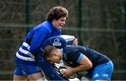 8 March 2021; Alex Soroka, left, and Scott Penny during Leinster Rugby squad training at UCD in Dublin. Photo by Ramsey Cardy/Sportsfile