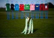 10 March 2021; The SSE Airtricity Women's National League trophy and jersey's from the participating clubs during the launch of the 2021 SSE Airtricity Premier & First Division and Women's National League at the FAI National Training Centre in Abbotstown, Dublin. In January SSE Airtricity announced their renewed support for the SSE Airtricity Premier and First Division and also their new commitment to the SSE Airtricity Women’s National League. This season's leagues launch sees the introduction of SSE Airtricity's ‘game of two halves’ campaign. “When you look at both the men’s and women’s leagues, you’ll see some differences, yet there is one place you will find absolute parity: the ‘commitment of the players’. No matter the League the players train and play just as hard, just as passionately. And at SSE Airtricity, we sponsor it whole.” Photo by Stephen McCarthy/Sportsfile