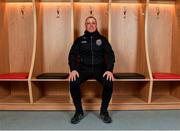 11 March 2021; Bohemian FC have today announced the signing of an 18-year lease at the Dublin City University training facilities in Glasnevin. Pictured in the Bohemian FC dressing room is manager Keith Long, at DCU Sport Centre in Glasnevin, Dublin. Photo by Seb Daly/Sportsfile