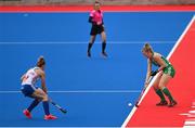 14 March 2021; Hannah Matthews of Ireland in action against Susannah Townsend of Great Britain during the SoftCo Series International Hockey match between Ireland and Great Britain at Queens University Sports Grounds in Belfast. Photo by Ramsey Cardy/Sportsfile