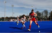 16 March 2021; Lily Owsley of Great Britain in action against Sarah McAuley of Ireland during the SoftCo Series International Hockey match between Ireland and Great Britain at Queens University Sports Grounds in Belfast. Photo by Ramsey Cardy/Sportsfile
