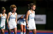 16 March 2021; Zara Malseed of Ireland, right, leaves the field following a draw in the SoftCo Series International Hockey match between Ireland and Great Britain at Queens University Sports Grounds in Belfast. Photo by Ramsey Cardy/Sportsfile