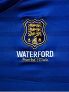 7 March 2021; A detailed view of the Waterford FC jersey ahead of the start of the 2021 SSE Airtricity League Premier Division season at the FAI National Training Centre in Abbotstown, Dublin. Photo by Stephen McCarthy/Sportsfile