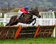 19 March 2021; Quilixios, with Rachael Blackmore up, jump the last on their way to winning The JCB Triumph Hurdle on day 4 of the Cheltenham Racing Festival at Prestbury Park in Cheltenham, England. Photo by Hugh Routledge/Sportsfile