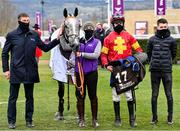 19 March 2021; Jockey Mark Walsh and winning connections in the 'Winners Enclosure' after Vanillier had won The Albert Bartlett Novices' Hurdle Race on day 4 of the Cheltenham Racing Festival at Prestbury Park in Cheltenham, England. Photo by Hugh Routledge/Sportsfile