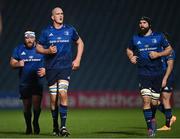 19 March 2021; Leinster players, from left, Michael Bent, Devin Toner and Scott Fardy during the Guinness PRO14 match between Leinster and Ospreys at RDS Arena in Dublin. Photo by Ramsey Cardy/Sportsfile