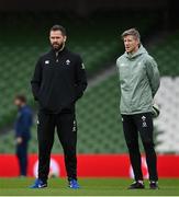 20 March 2021; Ireland head coach Andy Farrell, left, and Ireland defence coach Simon Easterby prior to the Guinness Six Nations Rugby Championship match between Ireland and England at the Aviva Stadium in Dublin. Photo by Ramsey Cardy/Sportsfile