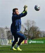 26 March 2021; Goalkeeper Mark Travers during a Republic of Ireland training session at the FAI National Training Centre in Abbotstown, Dublin. Photo by Seb Daly/Sportsfile