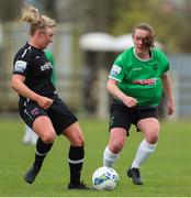 27 March 2021; Nicola Sinnott of Wexford Youths in action against Lucy McCartan of Peamount United during the SSE Airtricity Women's National League match between Wexford Youths and Peamount United at Ferrycarrig Park in Wexford. Photo by Michael P Ryan/Sportsfile