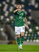 31 March 2021; Stuart Dallas of Northern Ireland during the FIFA World Cup 2022 qualifying group C match between Northern Ireland and Bulgaria at the National Football Stadium in Windsor Park, Belfast.  Photo by David Fitzgerald/Sportsfile