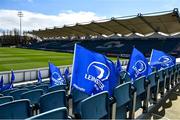 2 April 2021; A general view of Leinster flags at the RDS Arena in Dublin, following the announcement that the Heineken Champions Cup Round of 16 match between Leinster and RC Toulon is cancelled due to a positive COVID-19 case. Photo by Brendan Moran/Sportsfile
