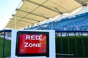 2 April 2021; A general view of stadium signage at the RDS Arena in Dublin, following the announcement that the Heineken Champions Cup Round of 16 match between Leinster and RC Toulon is cancelled due to a positive COVID-19 case. Photo by Brendan Moran/Sportsfile