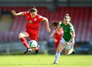 3 April 2021; Jess Ziu of Shelbourne in action against Shaunagh McCarthy of Cork City during the SSE Airtricity Women's National League match between Cork City and Shelbourne at Turners Cross in Cork. Photo by Eóin Noonan/Sportsfile