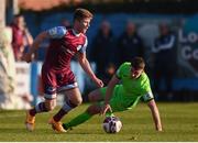 3 April 2021; Conor Kane of Drogheda United and Karl O’Sullivan of Finn Harps during the SSE Airtricity League Premier Division match between Drogheda United and Finn Harps at Head in the Game Park in Drogheda, Louth. Photo by Ben McShane/Sportsfile