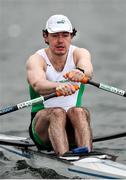 9 April 2021; Daire Lynch of Ireland competes in his heat of the Men's Single Sculls during Day 1 of the European Rowing Championships 2021 at Varese in Italy. Photo by Roberto Bregani/Sportsfile