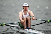 9 April 2021; Daire Lynch of Ireland competes in his heat of the Men's Single Sculls during Day 1 of the European Rowing Championships 2021 at Varese in Italy. Photo by Roberto Bregani/Sportsfile