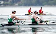 10 April 2021; Philip Doyle, left, and Ronan Byrne of Ireland before their A/B semi-final of the Men's Double Sculls during Day 2 of the European Rowing Championships 2021 at Varese in Italy. Photo by Roberto Bregani/Sportsfile