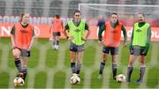 10 April 2021; Republic of Ireland players, from left, Ellen Molloy, Heather Payne, Aine O'Gorman and Kyra Carusa during a Republic of Ireland Women training session at King Baudouin Stadium in Brussels, Belgium. Photo by David Stockman/Sportsfile
