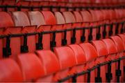 9 April 2021; A view of seats in Tolka Park before the SSE Airtricity League First Division match between Shelbourne and Wexford at Tolka Park in Dublin Photo by Eóin Noonan/Sportsfile