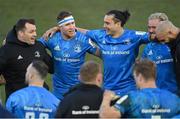 10 April 2021; Leinster players, from left, Cian Healy, Rory O'Loughlin, James Lowe, Andrew Porter and Scott Fardy following their side's victory in the Heineken Champions Cup Pool Quarter-Final match between Exeter Chiefs and Leinster at Sandy Park in Exeter, England. Photo by Ramsey Cardy/Sportsfile