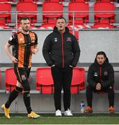 20 April 2021; Dundalk sporting director Jim Magilton and Dundalk academy manager & coach Stephen McDonnell, right, watch on during the SSE Airtricity League Premier Division match between Derry City and Dundalk at the Ryan McBride Brandywell Stadium in Derry. Photo by Stephen McCarthy/Sportsfile