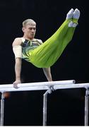 22 April 2021; Adam Steele of Ireland competes on the Parallel Bars in the men’s artistic qualifying round, subdivision 3, during day two of the 2021 European Championships in Artistic Gymnastics at St. Jakobshalle in Basel, Switzerland. Photo by Thomas Schreyer/Sportsfile