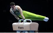 22 April 2021; Rhys McClenaghan of Ireland competes on the Pommel Horse in the men’s artistic qualifying round, subdivision 3, during day two of the 2021 European Championships in Artistic Gymnastics at St. Jakobshalle in Basel, Switzerland. Photo by Thomas Schreyer/Sportsfile
