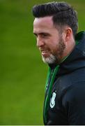 23 April 2021; Shamrock Rovers manager Stephen Bradley is interviewed by RTÉ before the SSE Airtricity League Premier Division match between Shamrock Rovers and Bohemians at Tallaght Stadium in Dublin. Photo by Eóin Noonan/Sportsfile
