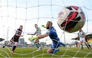 23 April 2021; Ross Tierney of Bohemians heads to score his side's first goal during the SSE Airtricity League Premier Division match between Shamrock Rovers and Bohemians at Tallaght Stadium in Dublin. Photo by Stephen McCarthy/Sportsfile