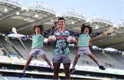26 April 2021; Kellogg’s GAA Cúl Camps ambassador and Mayo footballer Cillian O'Connor with brothers Paddy, age 13, left, and Tom Nolan, age 10, of St Brigids GAA Club in Castleknock, Dublin, at the launch of the 2021 Kellogg’s GAA Cúl Camps, in Croke Park, Dublin, as Kellogg celebrates the 10th year of the sponsorship. Starting on 28th June and running up to 27th August, the Kellogg’s GAA Cúl Camps offer children a healthy, fun and safe summer outdoor activity. For more information and to book now, visit www.gaa.ie/kelloggsculcamps. Photo by Stephen McCarthy/Sportsfile